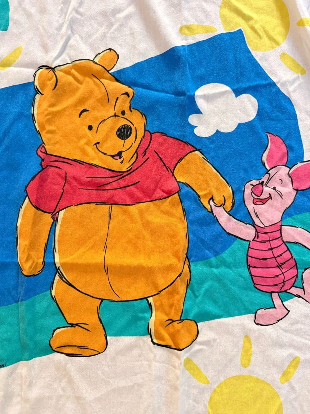 Vintage Disney Winnie the Pooh and Piglet Twin Flat Sheet
